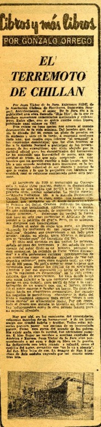 El terremoto de Chillán  [artículo] Gonzalo Orrego.