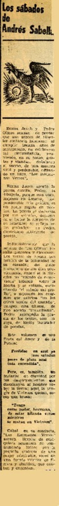 Los sábados de Andrés Sabella  [artículo] Andrés Sabella.
