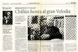 Chilllán honra al gran Volodia  [artículo]Alvaro Peña.