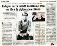 Incluyen carta inédita de García Lorca en libro de diplomático chleno  [artículo].