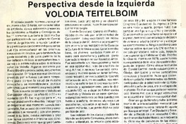 Perspectiva desde la izquierda Volodia Teitelboim  [artículo]Héctor Coloma Herrera.