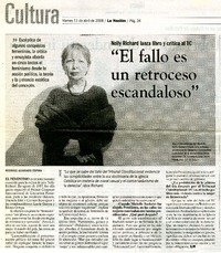 "El fallo es un retroceso escandaloso" (entrevista)  [artículo]Rodrigo Alvarado Espina.