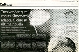 Tras vender 23 mil copias, Simonetti adapta al cine su última novela  [artículo]Roberto Careaga C.