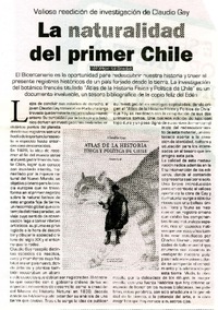 La naturalidad del primer Chile  [artículo] Juan Miguel San Cristóbal.