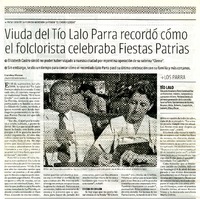 Viuda del Tìo Lalo Parra recordò como el folclorista celebraba Fiestas Patrias  [artículo] Carolina Marcos.