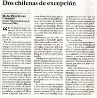 Dos chilenas de excepciòn  [artículo] M. del Pilar Rivera Caamaño.