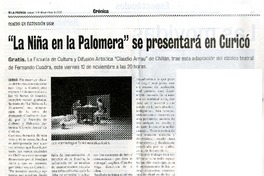 La niña en la palomera se presentarà en Curicò  [artículo]