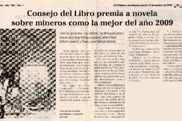 Consejo del Libro premia a novela sobre mineros como la mejor del año 2009  [artículo]