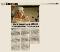 Mario Vargas Llosa obtiene el Premio Nobel de Literatura  [artículo].