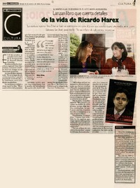 Lanzan libro que cuenta detalles de la vida de Ricardo Harex  [artículo] Carola Chavez B.