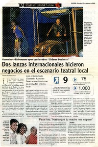 Dos lanzas internacionales hicieron negocios en el escenario teatral local  [artículo]Victoria Martínez Antipa.