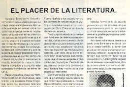 El placer de la literatura  [artículo]José V. Mansilla Contreras