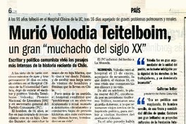 Murió Volodia Teitelboim  [artículo]S Manzur.