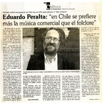 Eduardo Peralta: "en Chile se prefiere más la música comercial que el folclore"  [artículo]Banyeliz Muñoz A.