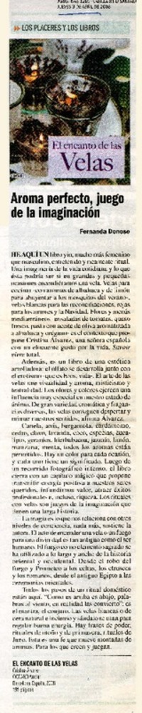 Aroma perfecto, juego de la imaginación  [artículo]Fernanda Donoso.