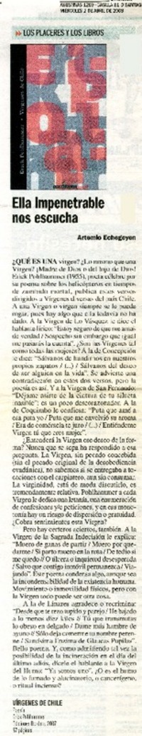 Ella impenetrable nos escucha  [artículo]Artemio Echegoyen.