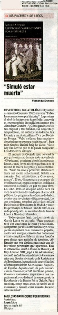 "Simuló estar muerto"  [artículo]Fernanda Donoso.