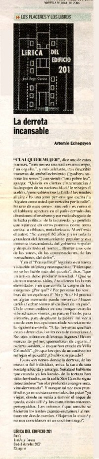 La derrota incansable  [artículo]Artemio Echegoyen.