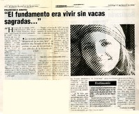 "El fundamento era vivir sin vacas sagradas --" (entrevista)  [artículo].