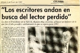 "Los escritores andan en busca del lector perdido"  [artículo].