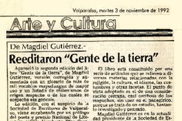 Reeditaron "Gente de la tierra"  [artículo] E. R. M.