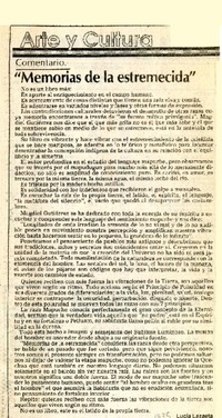 "Memorias de la estremecida"  [artículo] Lucía Lezaeta.