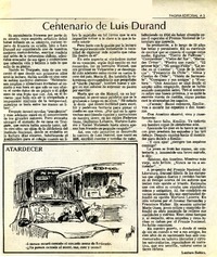 Centenario de Luis Durand  [artículo] Lautaro Robles.