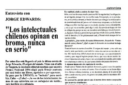 "Los intelectuales chilenos opinan en broma, nunca en serio"  [artículo] Carlos Iturra.