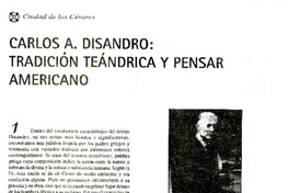 Carlos A. Disandro, tradición teándrica y pensar americano  [artículo] Arnaldo C. Rossi.