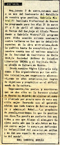 Editorial  [artículo] Abel Sandoval Ormeño.