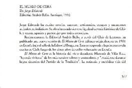 El museo de cera  [artículo] Roberto González.