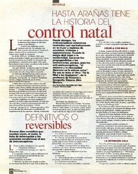 Hasta arañas tiene la historia del control natal  [artículo] Claudia Pelegri Sutter.
