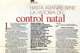 Hasta arañas tiene la historia del control natal  [artículo] Claudia Pelegri Sutter.