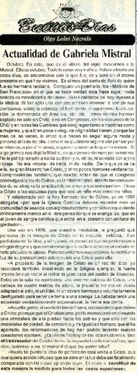 Actualidad de Gabriela Mistral  [artículo] Olga Lolas Nazrala