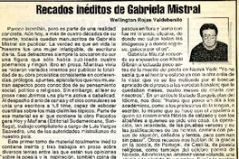Recados inéditos de Gabriela Mistral  [artículo] Wellington Rojas Valdebenito