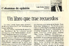 Un libro que trae recuerdos  [artículo] Luis Godoy Gómez