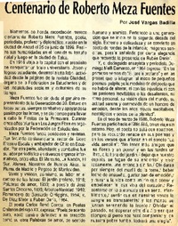 Centenario de Roberto Meza Fuentes  [artículo] José Vargas Badilla