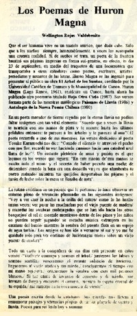 Los poemas de Hurón Magna  [artículo] Wellington Rojas Valdebenito