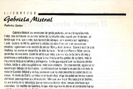 Gabriela Mistral  [artículo] Federico Tatter