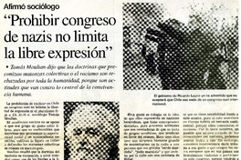"Prohibir congreso de nazis no limita la libre expresión"  [artículo]