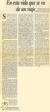 En esta vida que se va de un viaje  [artículo] Bernardo Chandía Fica