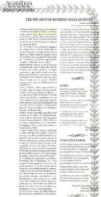 Centenario de Roberto Meza Fuentes  [artículo] José Vargas Badilla