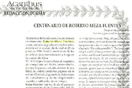 Centenario de Roberto Meza Fuentes  [artículo] José Vargas Badilla