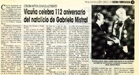 Vicuña celebra 112 aniversario del natalicio de Gabriela Mistral  [artículo]