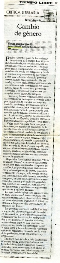 Cambio de género  [artículo] Javier Aspurúa