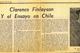 Clarence Finlayson y el ensayo de Chile  [artículo] Hogo Montes.