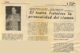 El Teatro fortalece la personalidad del alumno.  [artículo]