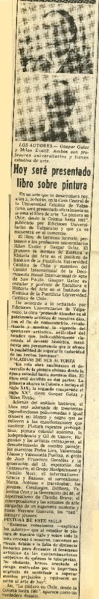 Hoy será presentado libro sobre pintura.  [artículo]