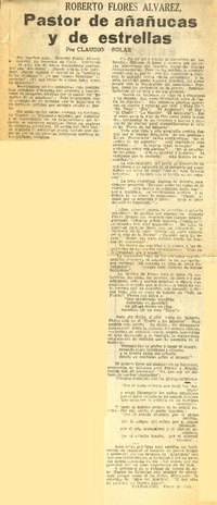 Pastor de añañucas y de estrellas  [artículo] Claudio Solar.