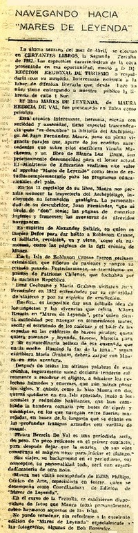 Navegando hacia "Mares de leyenda".  [artículo] Amparo Pozo.